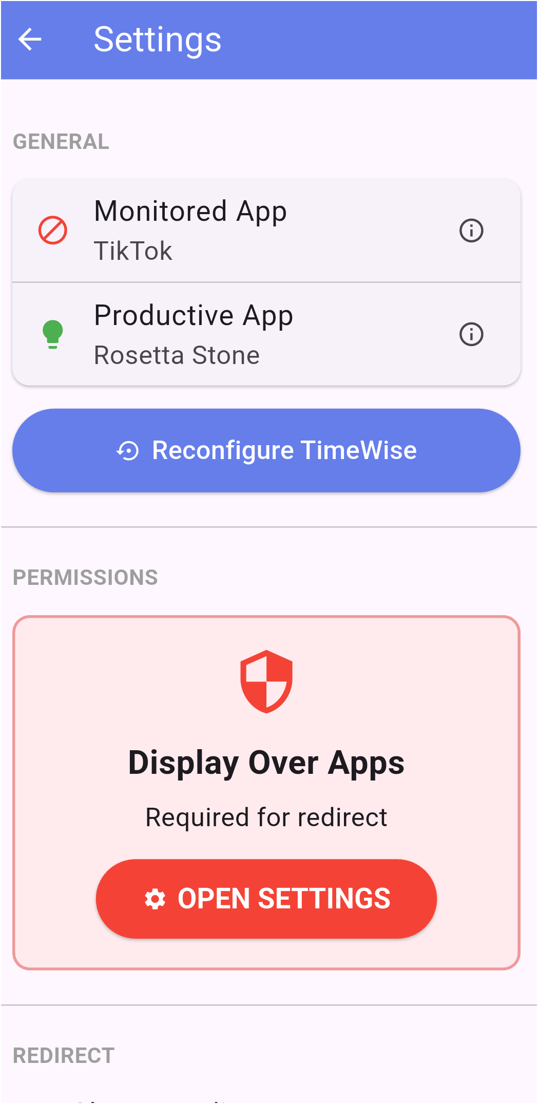 Settings - permissions