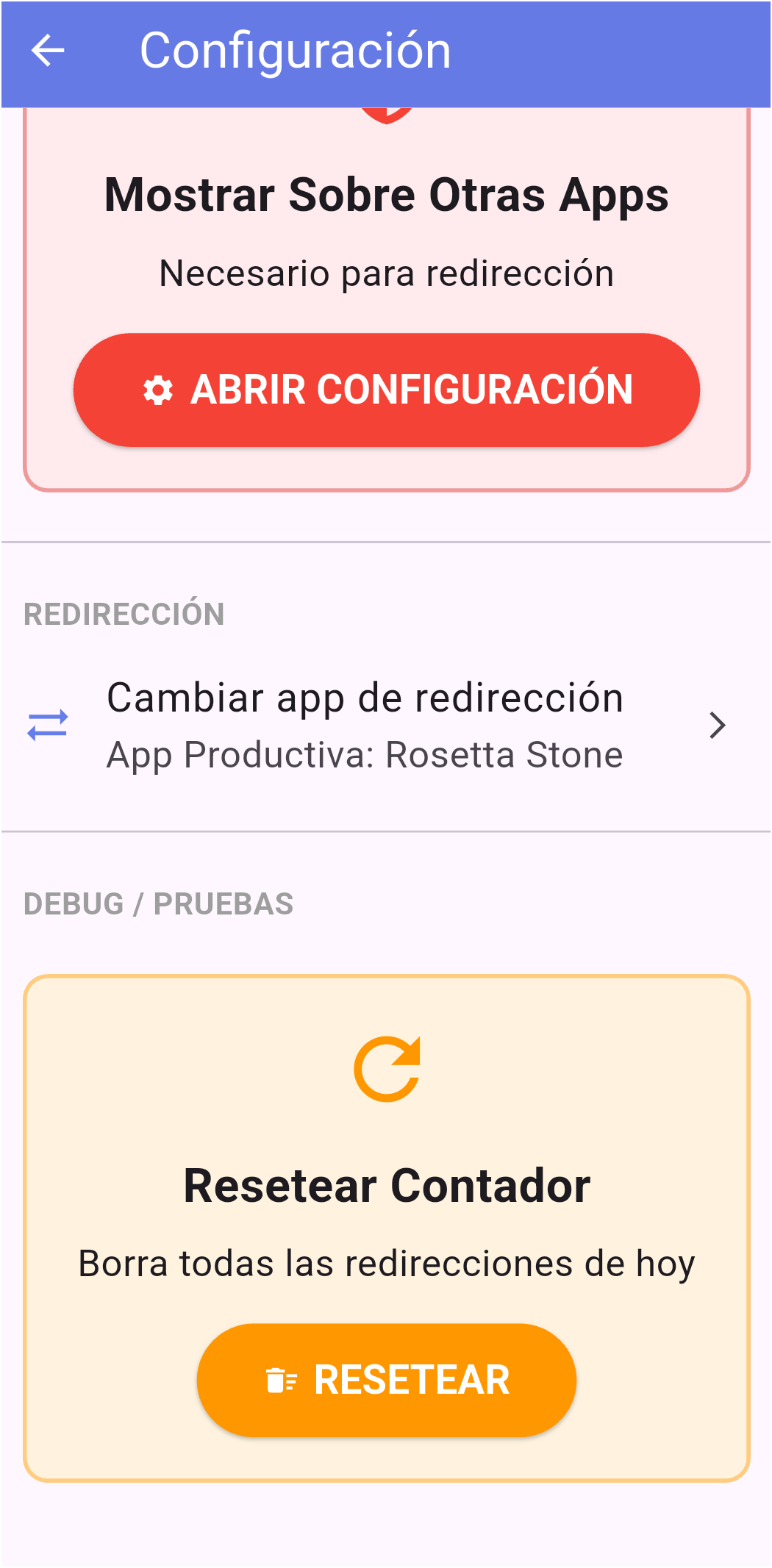 Configuración - redirección