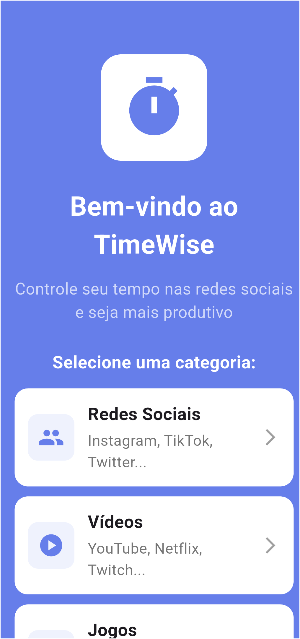 Selecione uma categoria